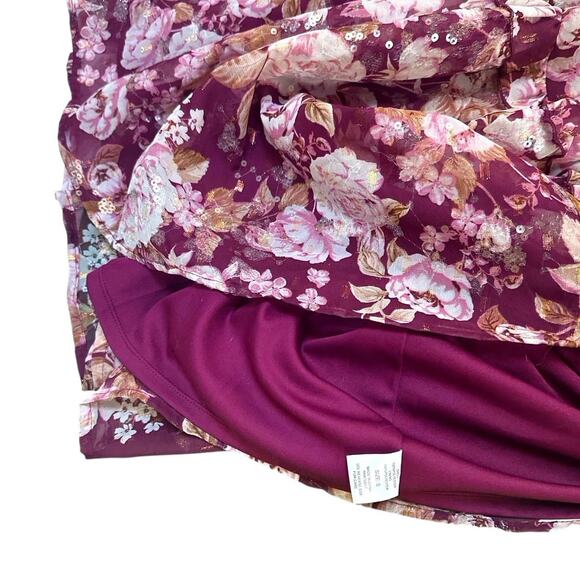 Altar’d State Womens‎ Burgundy Sequin Floral Maxi Dress Open Back Size Small - Picture 11 of 16